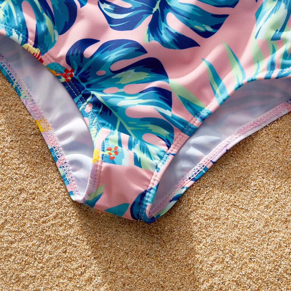 Family Matching Plant Print Crisscross Front Two-piece Swimsuit or Swim Trunks Shorts big image 8