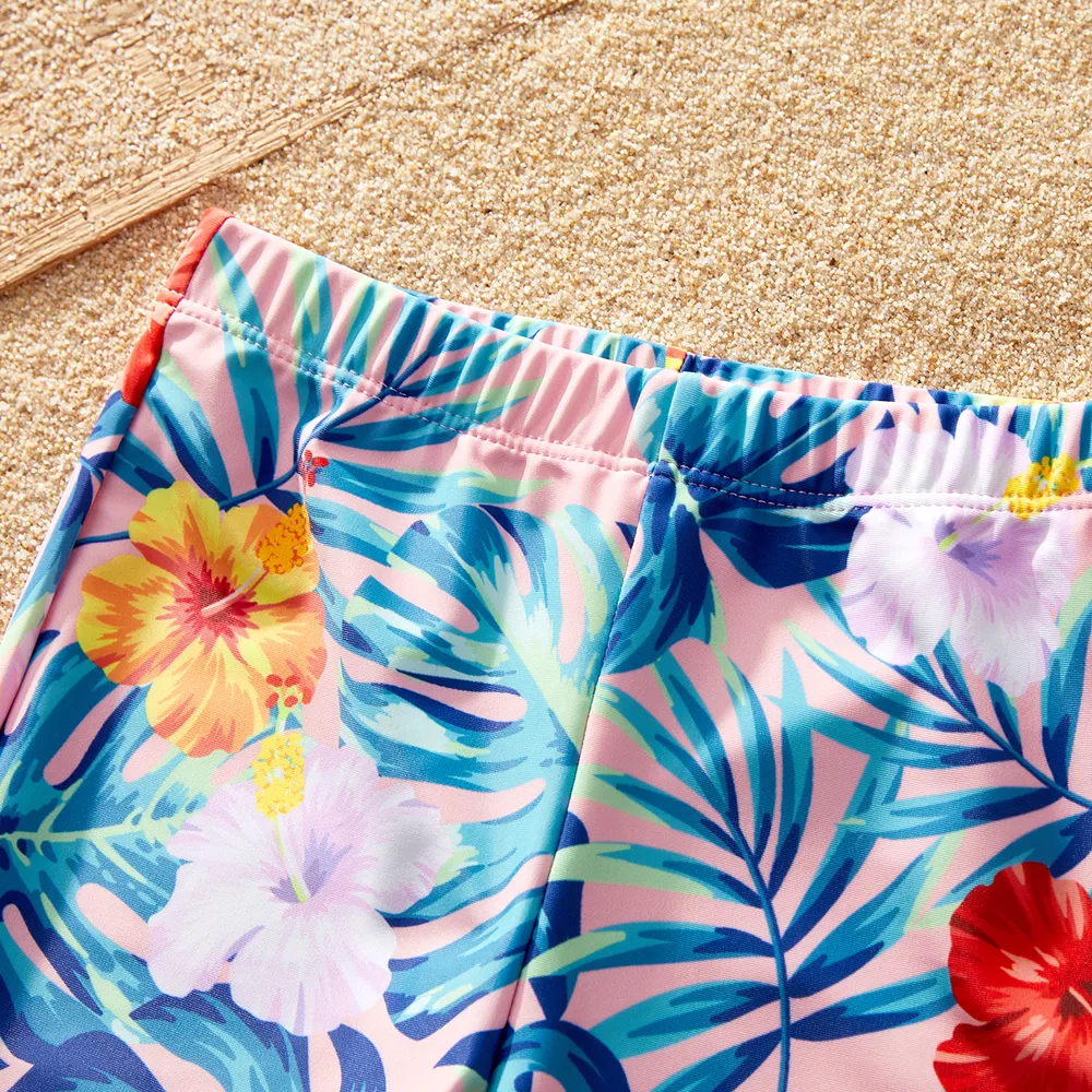 Family Matching Plant Print Crisscross Front Two-piece Swimsuit or Swim Trunks Shorts  big image 4
