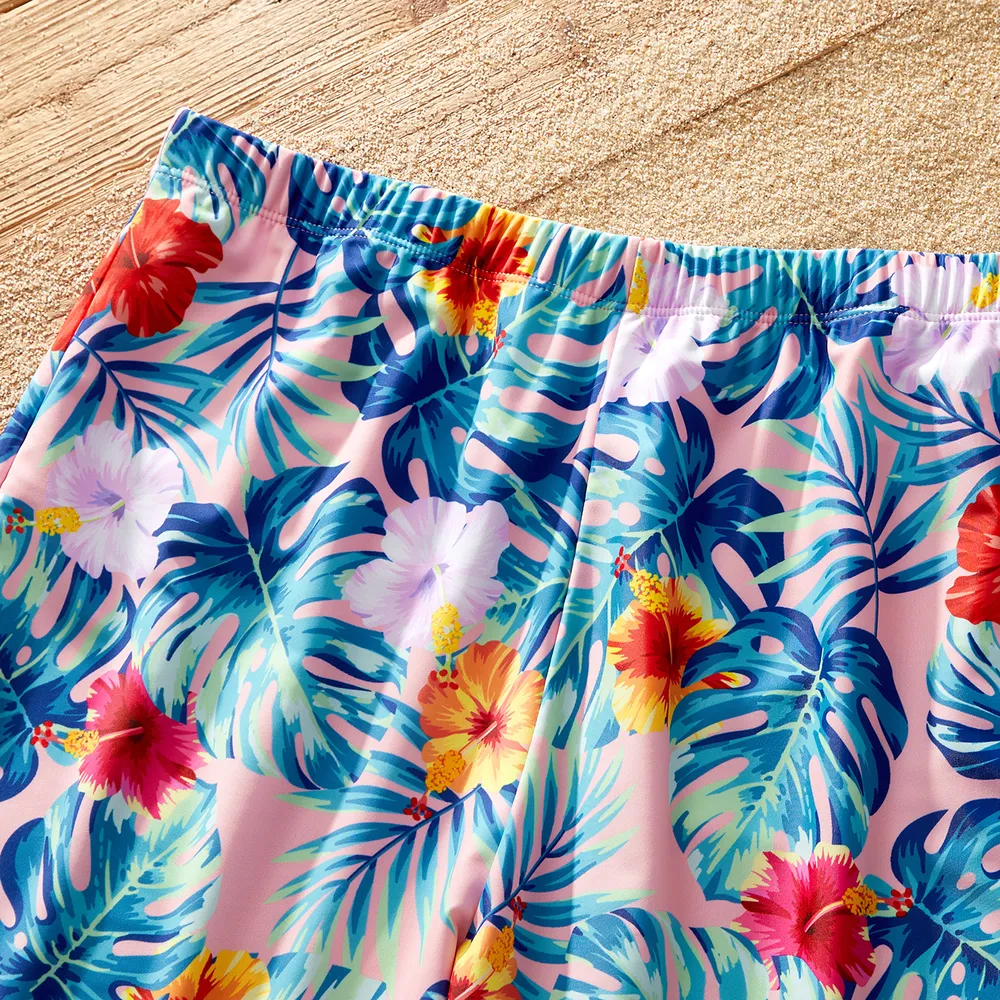 Family Matching Plant Print Crisscross Front Two-piece Swimsuit or Swim Trunks Shorts  big image 13