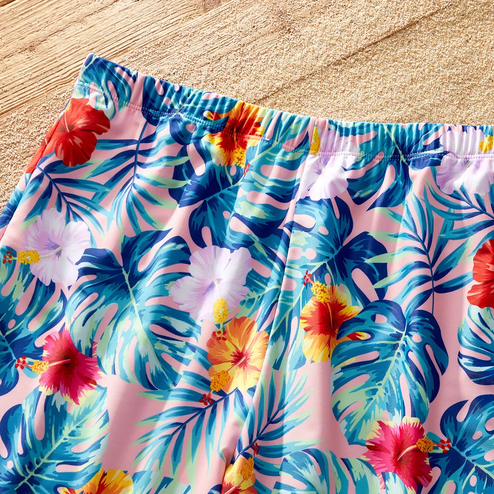 Family Matching Plant Print Crisscross Front Two-piece Swimsuit or Swim Trunks Shorts big image 13