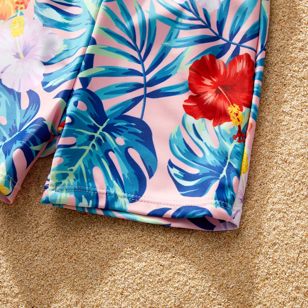 Family Matching Plant Print Crisscross Front Two-piece Swimsuit or Swim Trunks Shorts big image 5