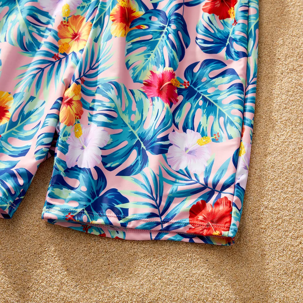 Family Matching Plant Print Crisscross Front Two-piece Swimsuit or Swim Trunks Shorts big image 14