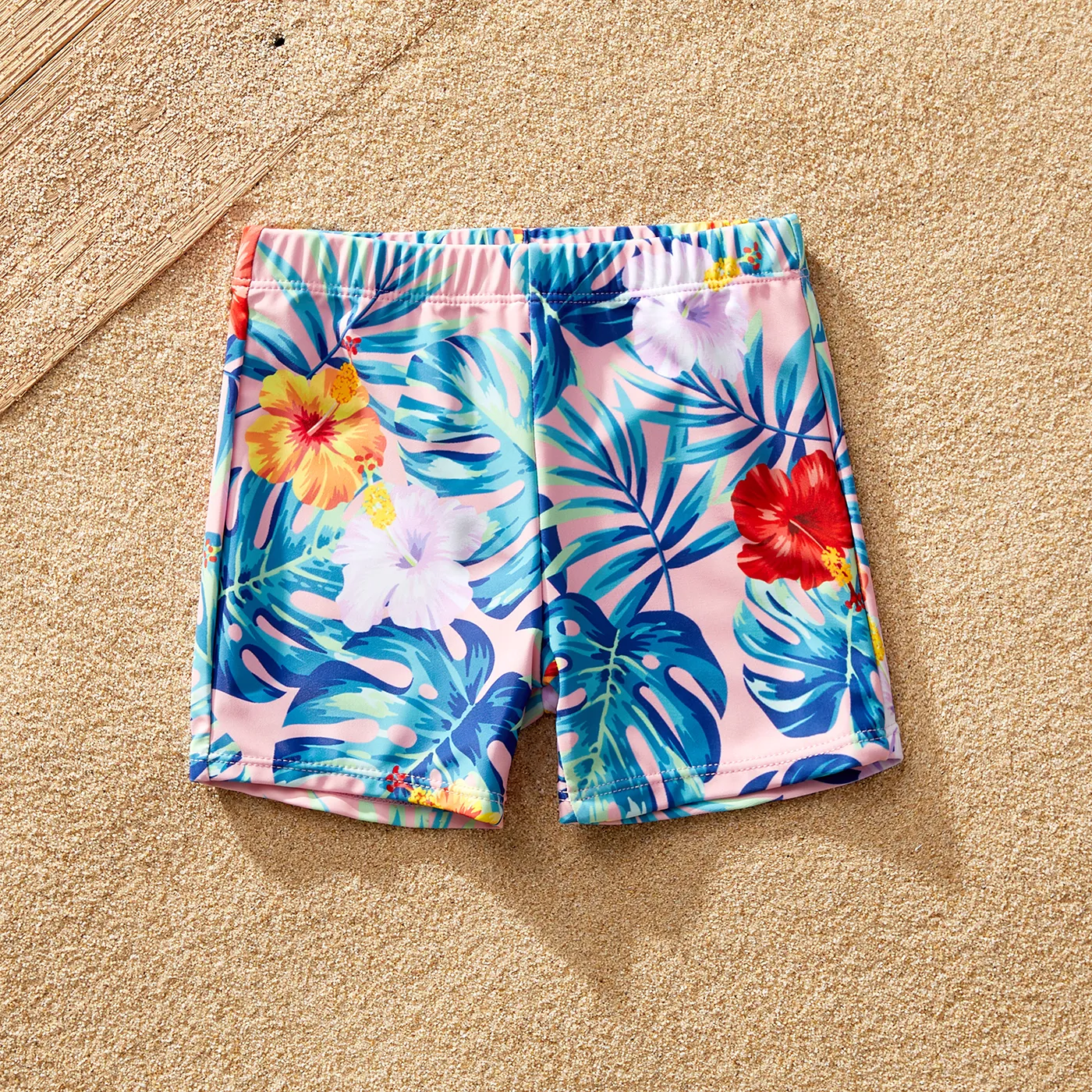 Family Matching Plant Print Crisscross Front Two-piece Swimsuit or Swim Trunks Shorts  image 1