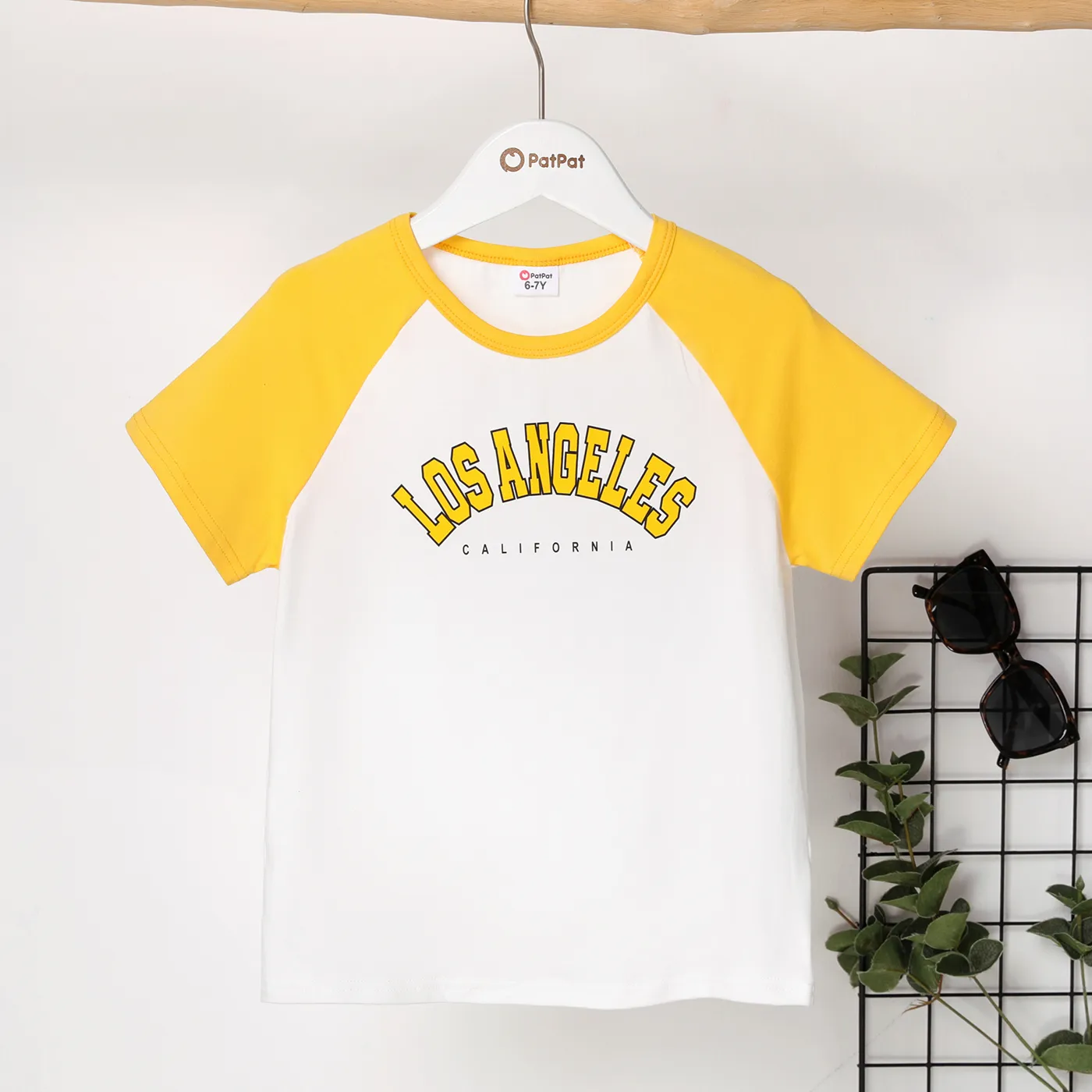 Kid Boy Cotton Letters Print Short-sleeve Tee Yellow