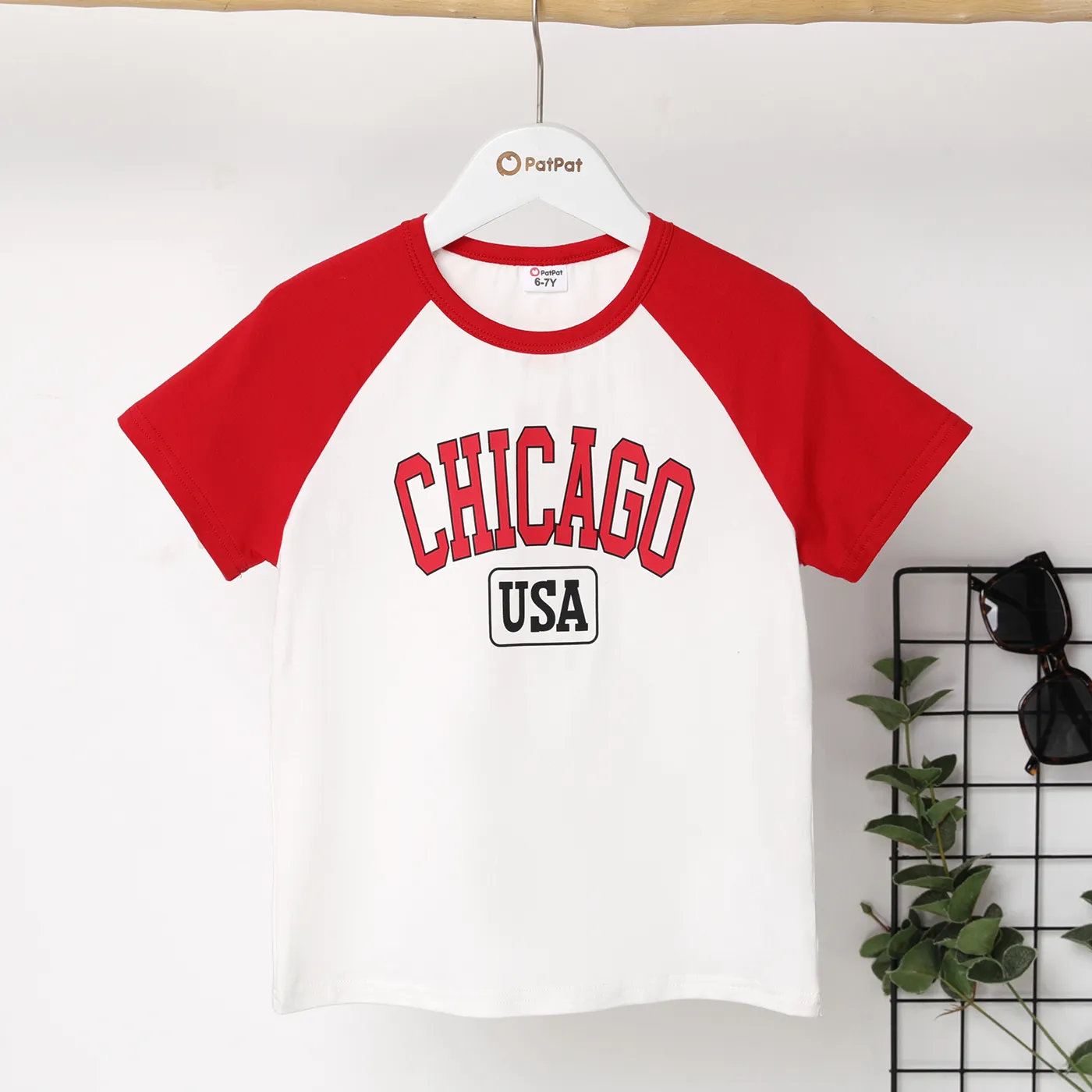 Kid Boy Cotton Letters Print Short-sleeve Tee Red
