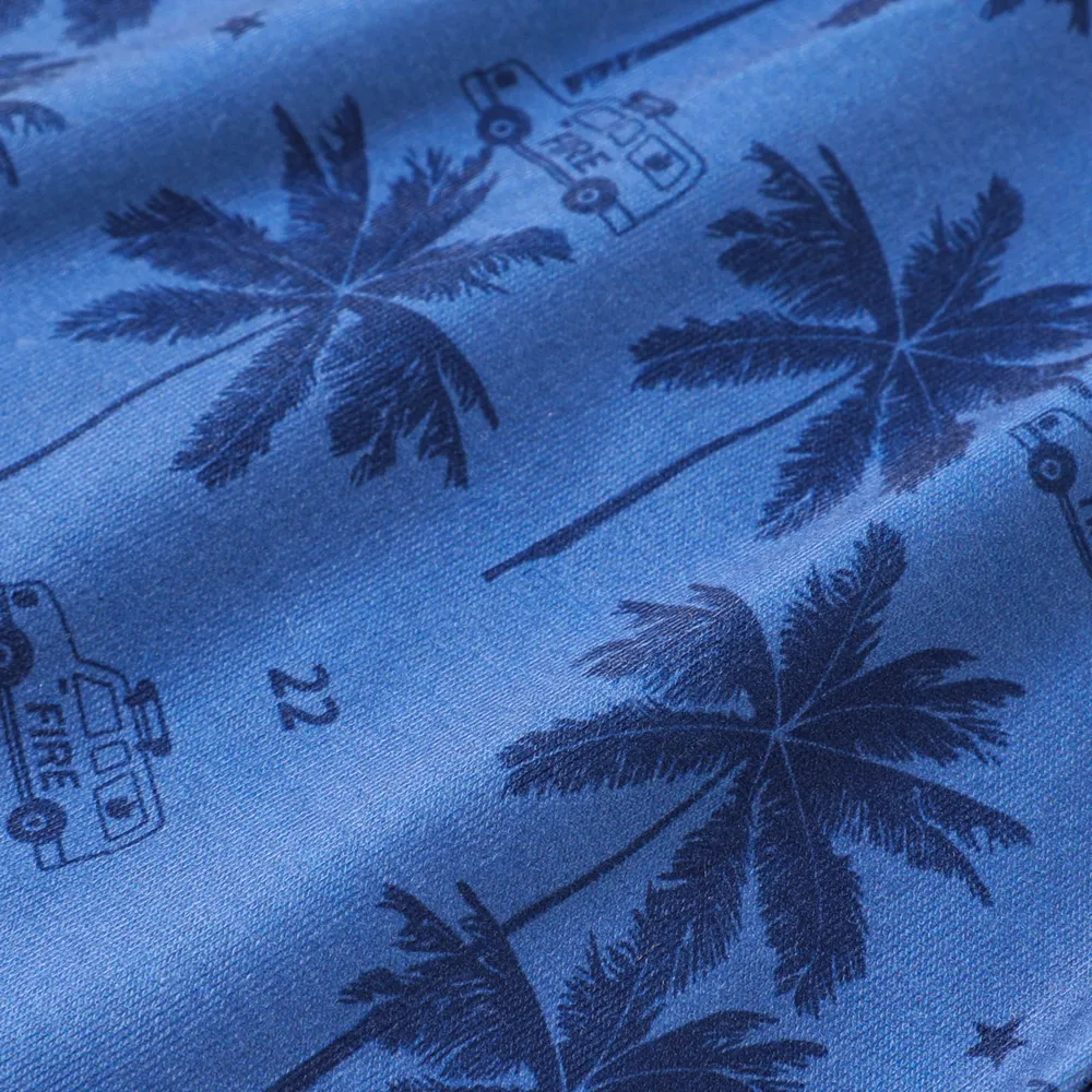 Kid Boy Allover Plant/Sailboat Print Bermuda Shorts big image 4