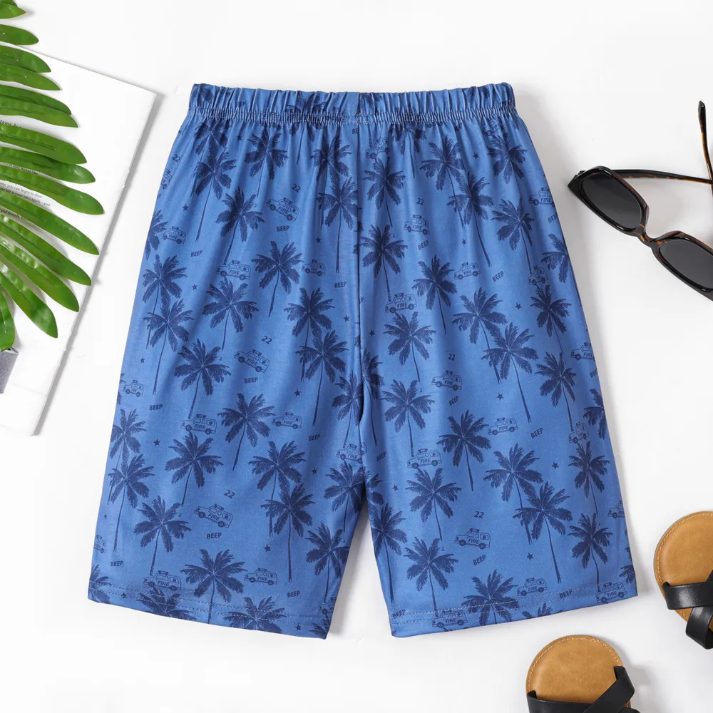 Kid Boy Allover Plant/Sailboat Print Bermuda Shorts big image 6