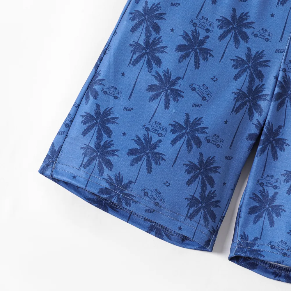 Kid Boy Allover Plant/Sailboat Print Bermuda Shorts big image 5