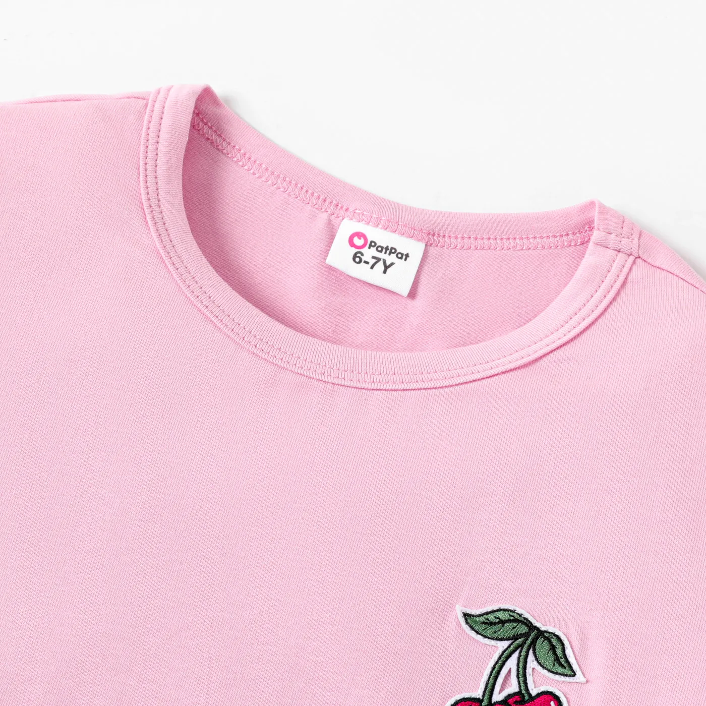 Kid Girl/Boy Fruit Patched Detail Short-sleeve Cotton Tee Pink image 3