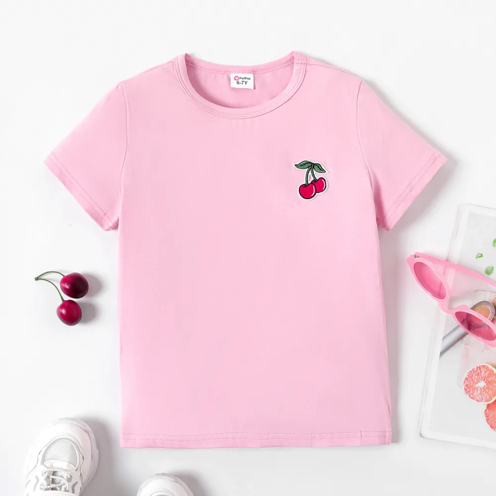 Kid Girl/Boy Fruit Patched Detail Short-sleeve Cotton Tee  big image 1