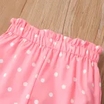 2pcs Kid Girl Letter Figure Print Lace Flutter-sleeve Tee and Polka Dots Print Shorts Set  image 3