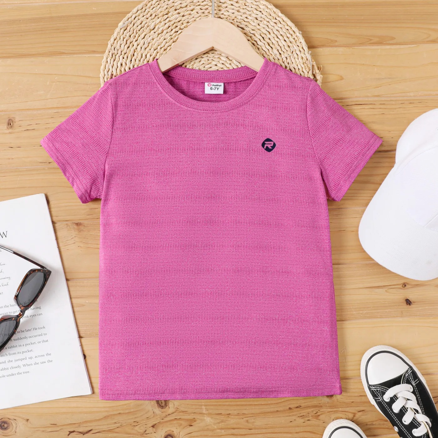 Kid Boy Letter Detail Short-sleeve Solid Tee Roseo