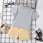 2pcs Baby Boy Print Front Pocket Short-sleeve Tee and 100% Cotton Solid Shorts Set  image 2