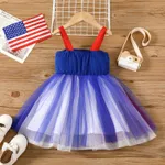 Independence Day Toddler Girl Star Print Mesh Overlay Cami Dress  image 2