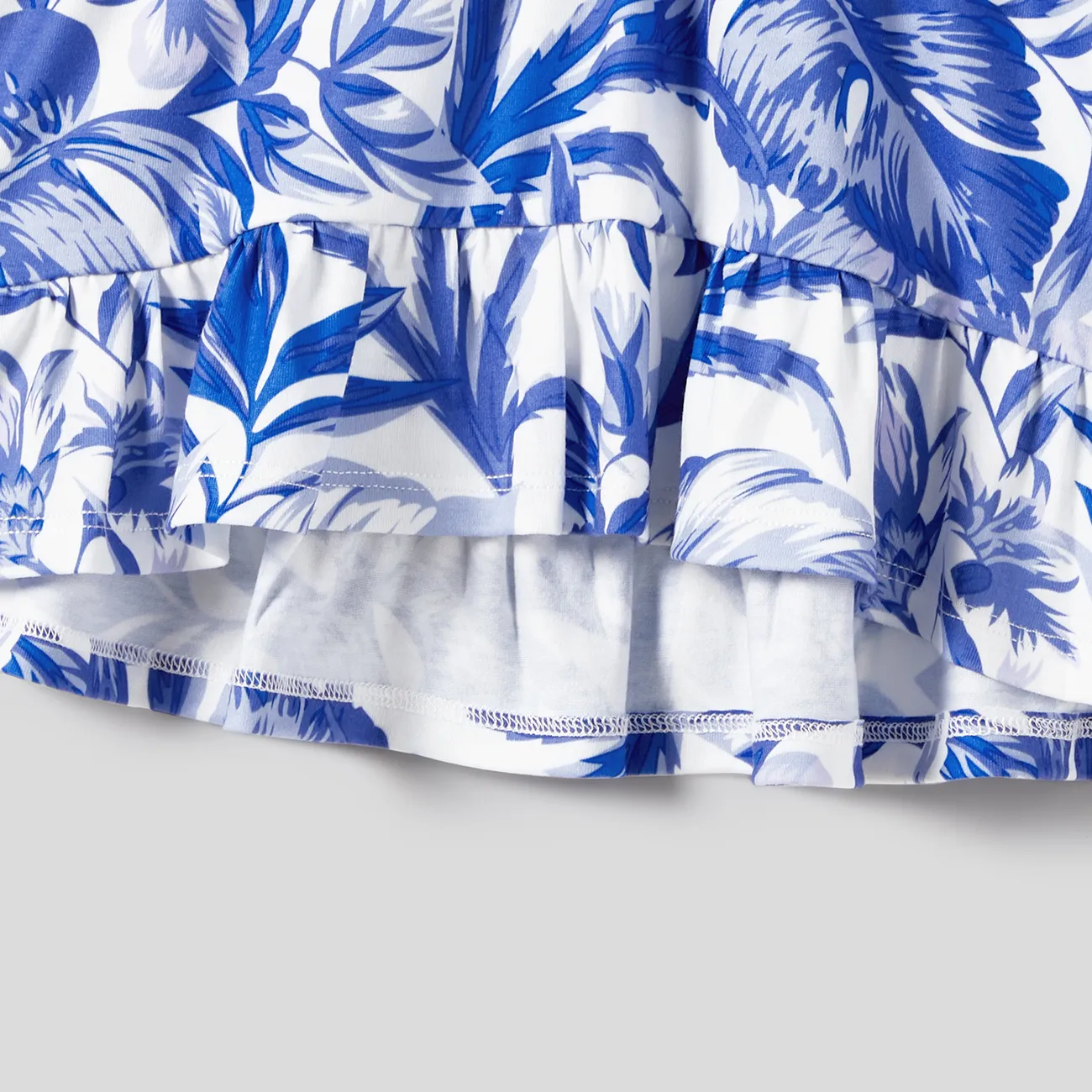 Look de família Plantas e flores tropicais Manga cava Conjuntos de roupa para a família Conjuntos Azul Real big image 1