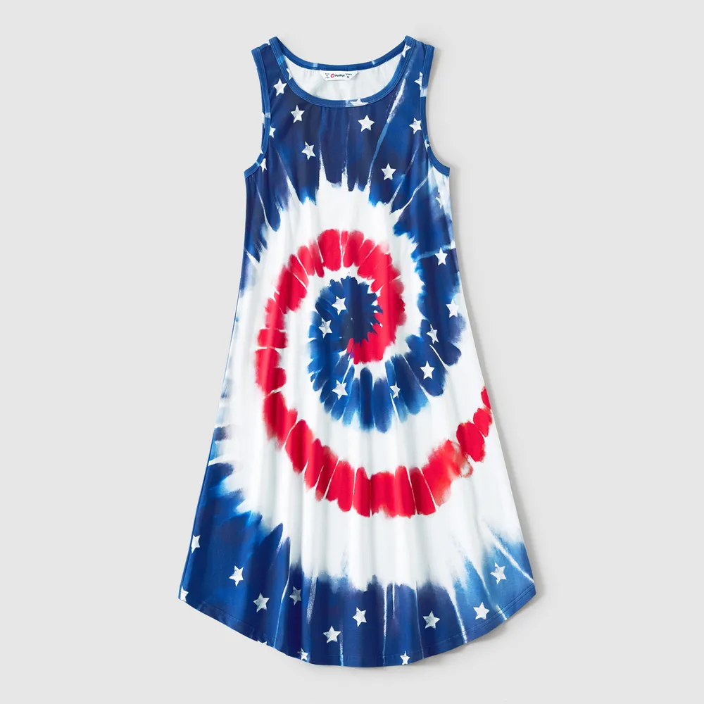 Independence Day Family Matching Cotton Short-sleeve T-shirts and Tank Dresses Sets  big image 14