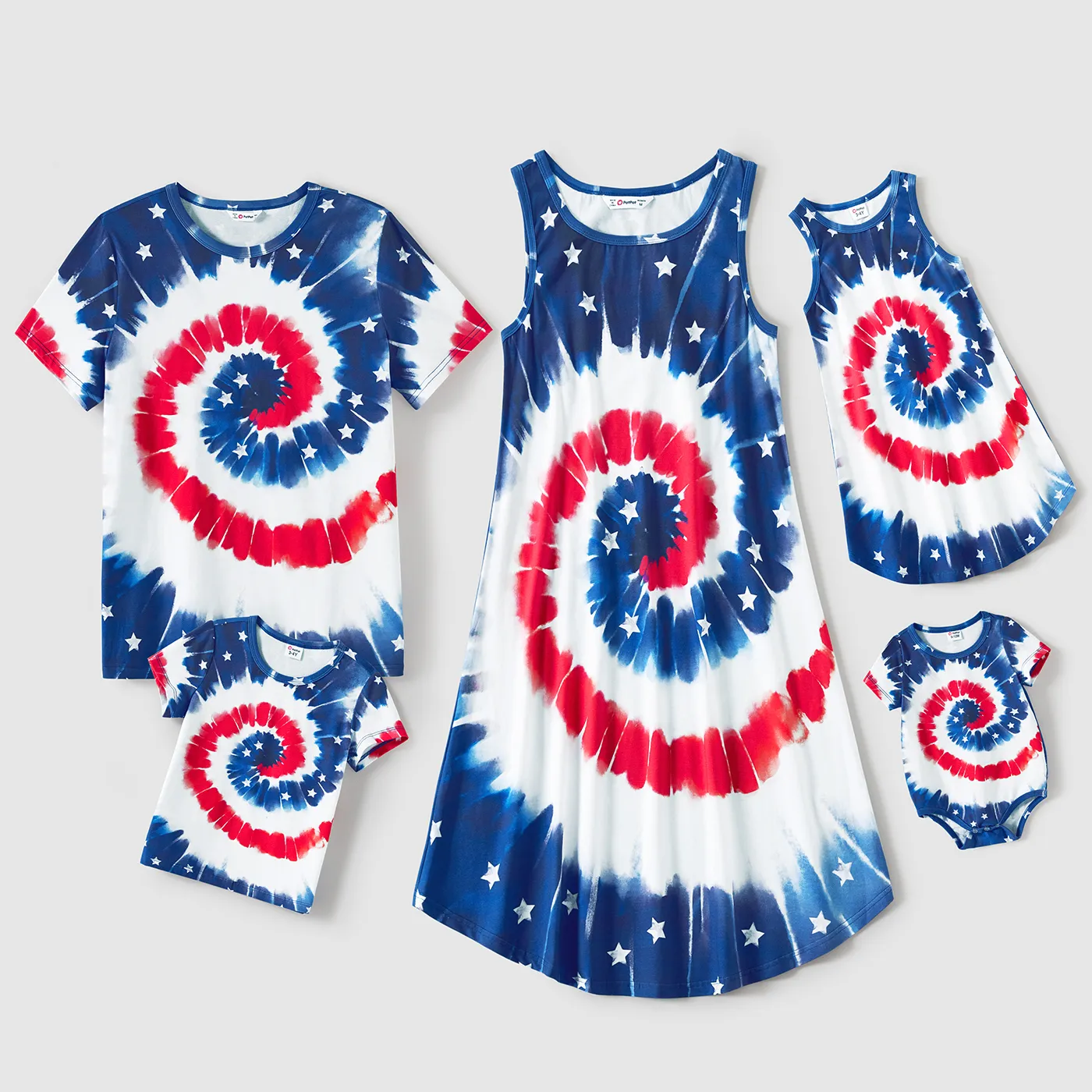 Independence Day Family Matching Cotton Short-sleeve T-shirts and Tank Dresses Sets  big image 15