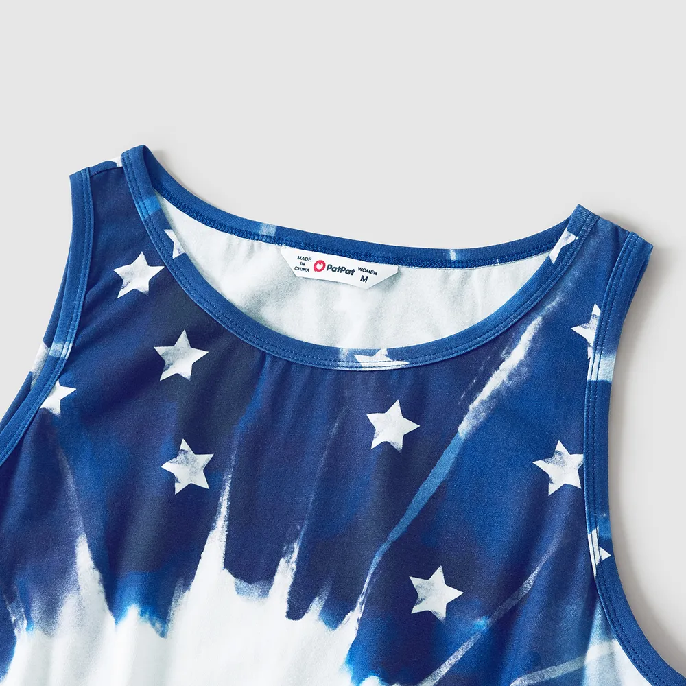 Independence Day Family Matching Cotton Short-sleeve T-shirts and Tank Dresses Sets big image 16