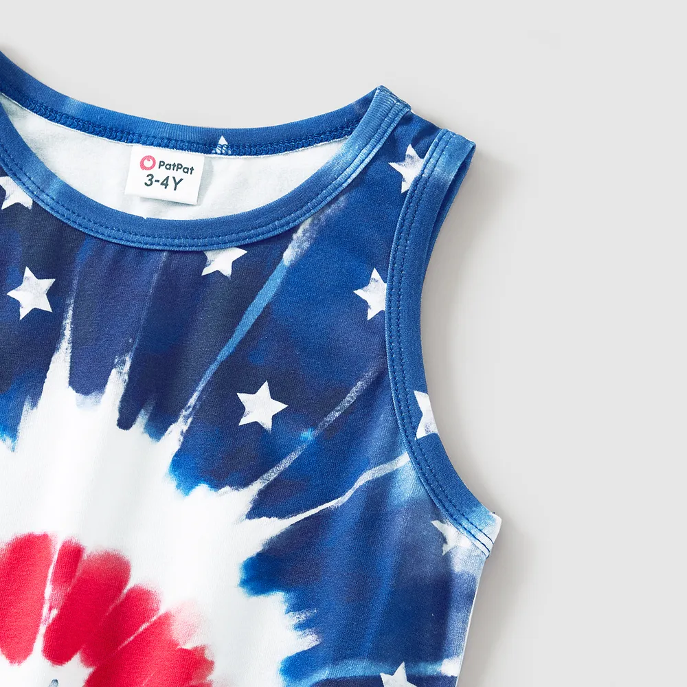 Independence Day Family Matching Cotton Short-sleeve T-shirts and Tank Dresses Sets big image 12