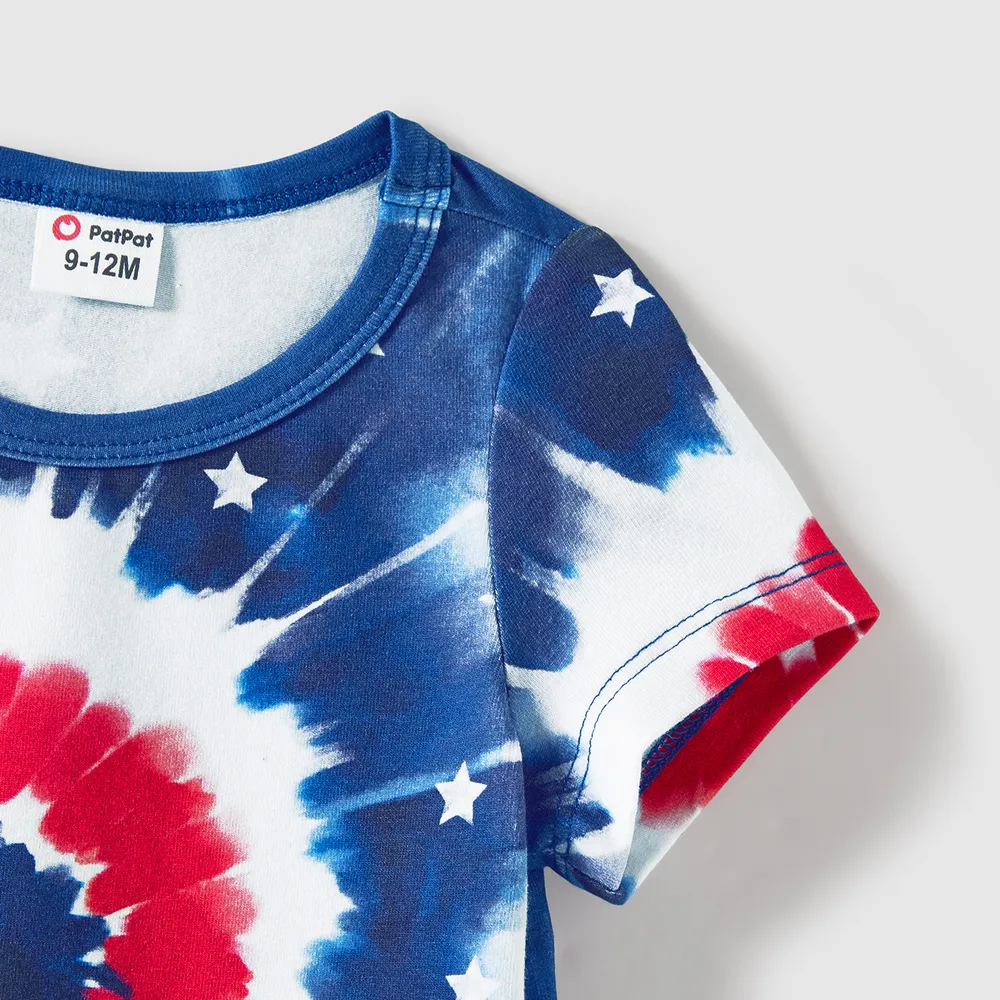Independence Day Family Matching Cotton Short-sleeve T-shirts and Tank Dresses Sets big image 4