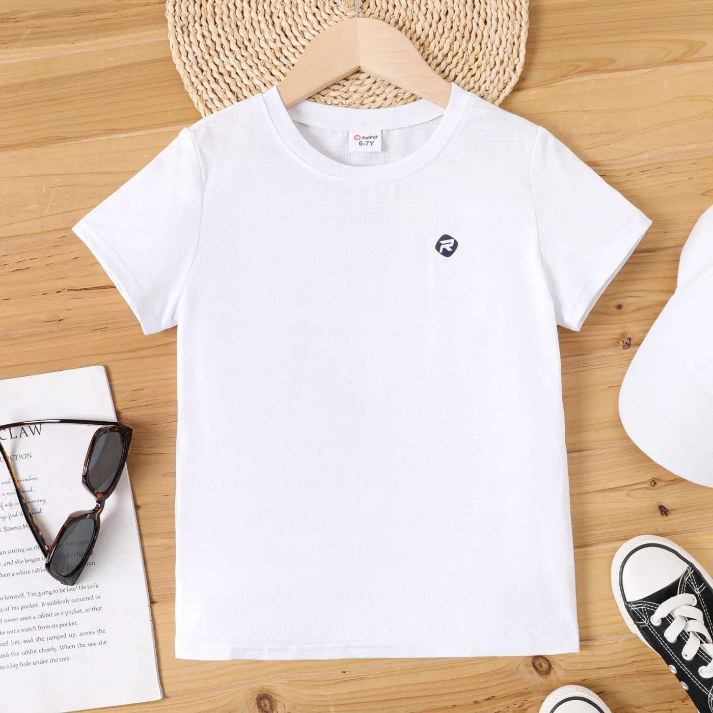 Kid Boy Letter Detail Short-sleeve Solid Tee  big image 1