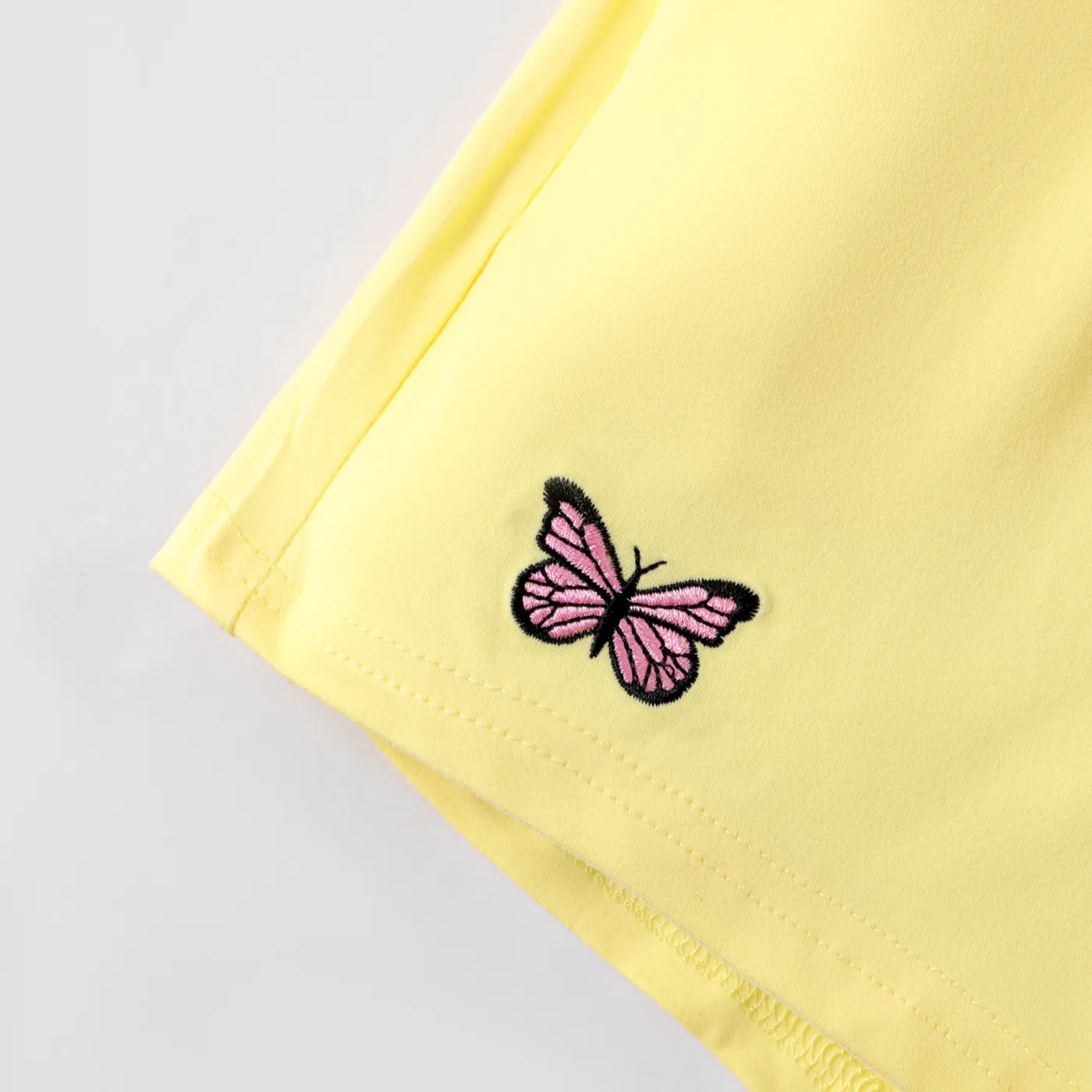 2pcs Kid Girl Butterfly Embroidered Camisole and Shorts Set Yellow image 4