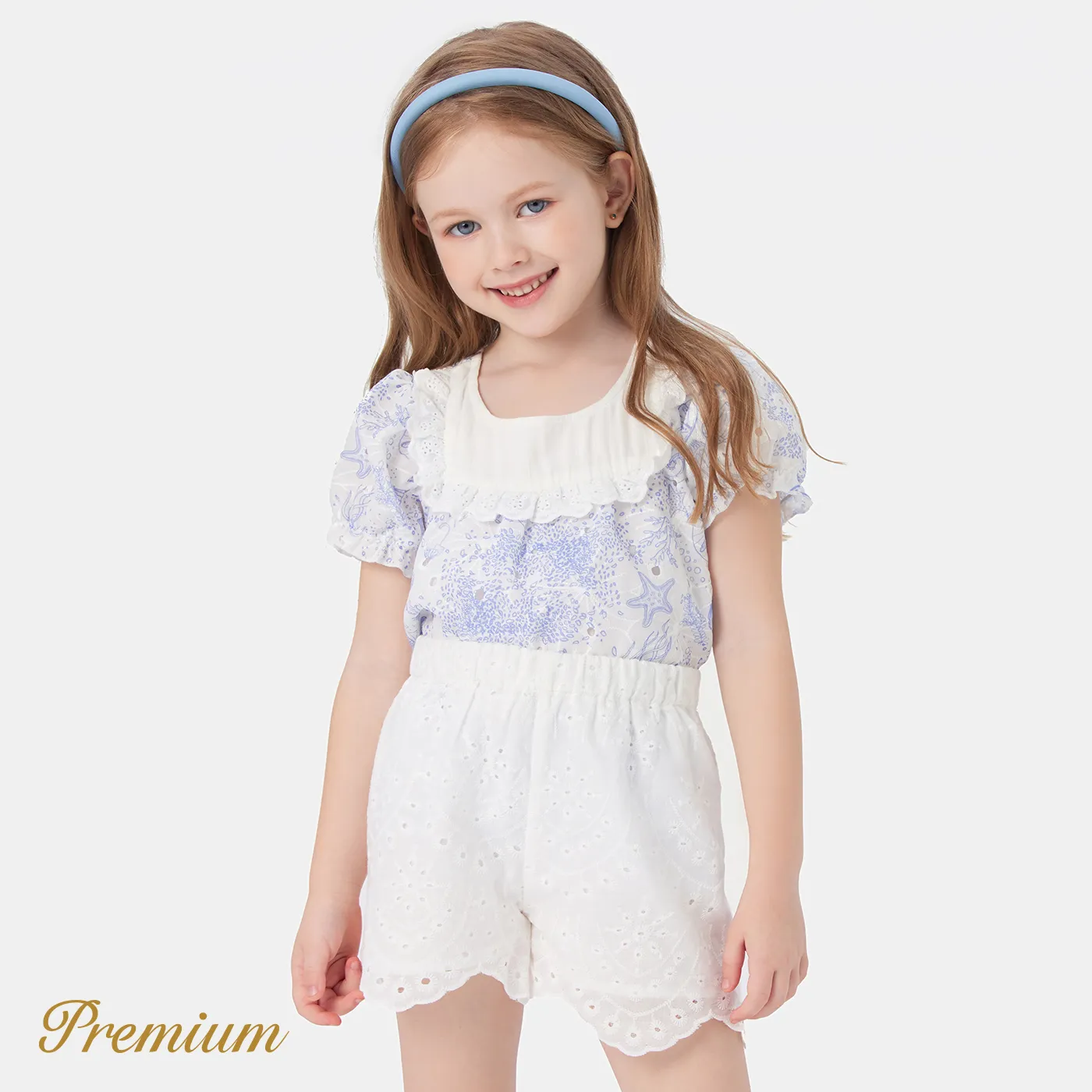 Toddler Girl 100% Cotton Eyelet Embroidered Solid Shorts