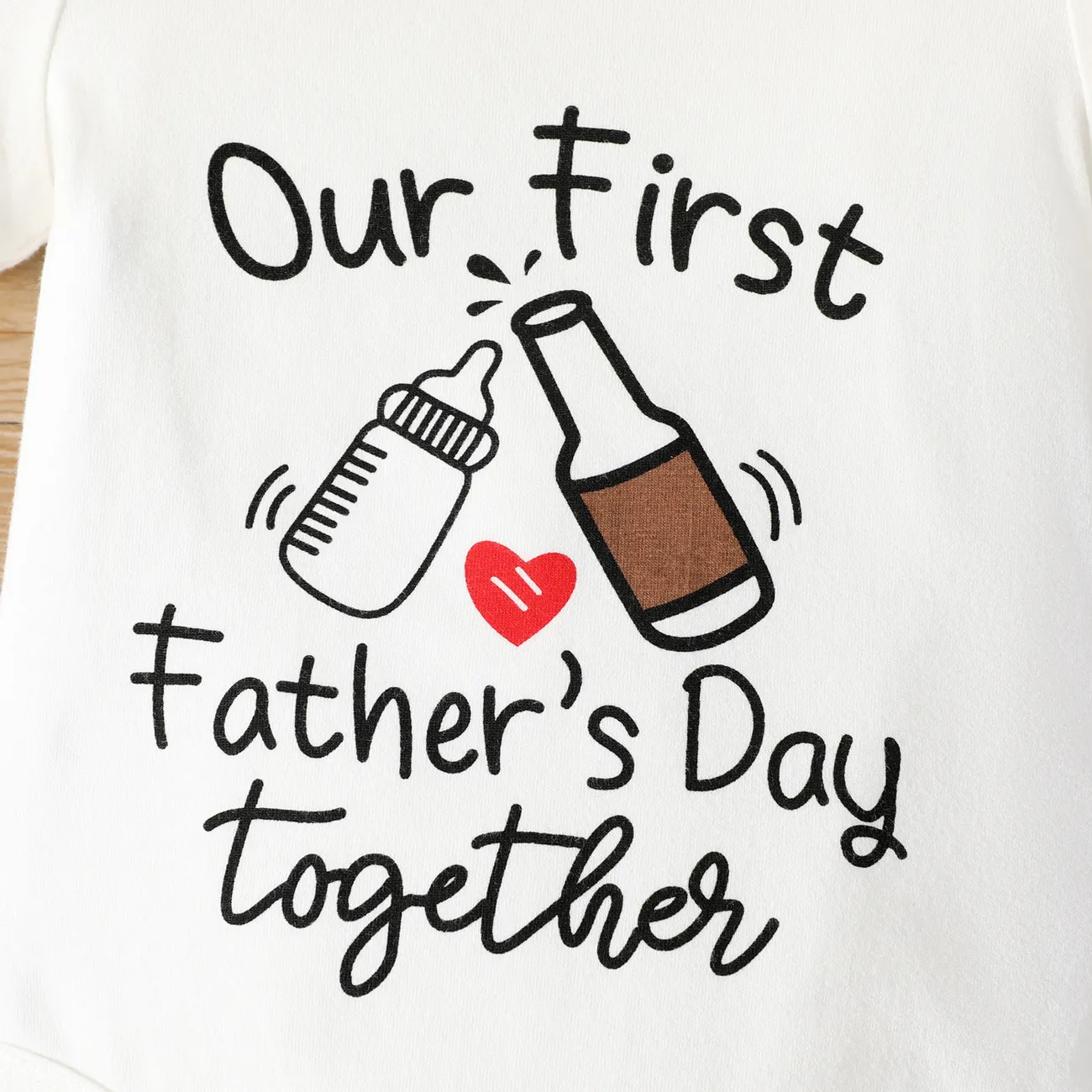 Father's Day Baby Girl/Boy Letter Print Short-sleeve Bodysuit White big image 1