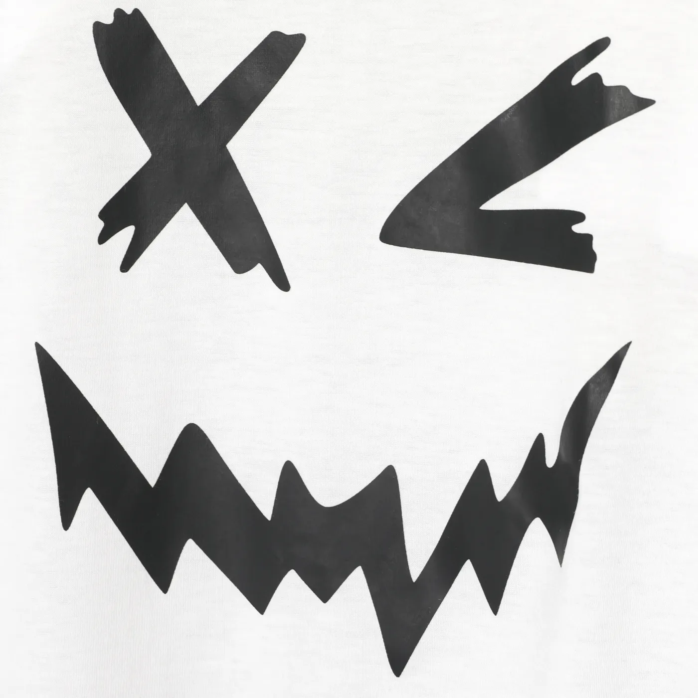 2pcs Kid Boy Funny Face Print Short-sleeve Tee and Solid Shorts Set White image 3