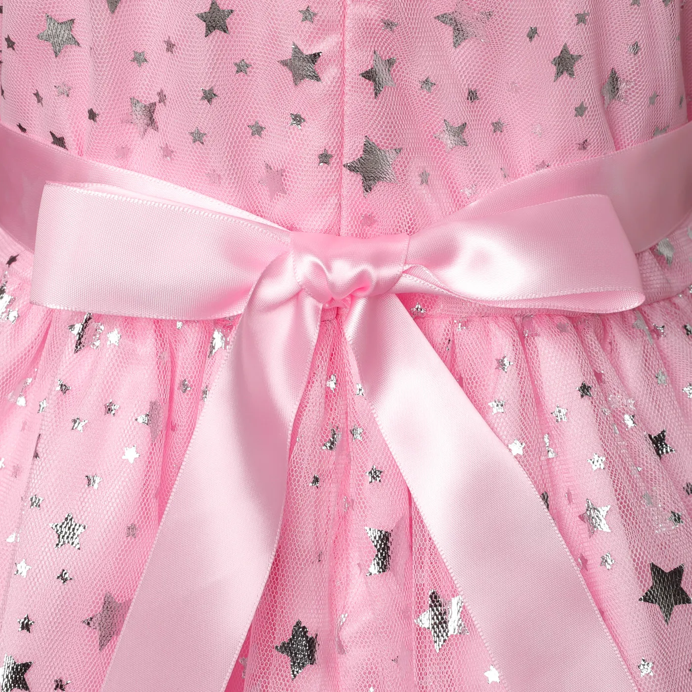 Kid Girl Bow Back Sequin Stars Decor Mesh Overlay Fairy Dress Pink image 5