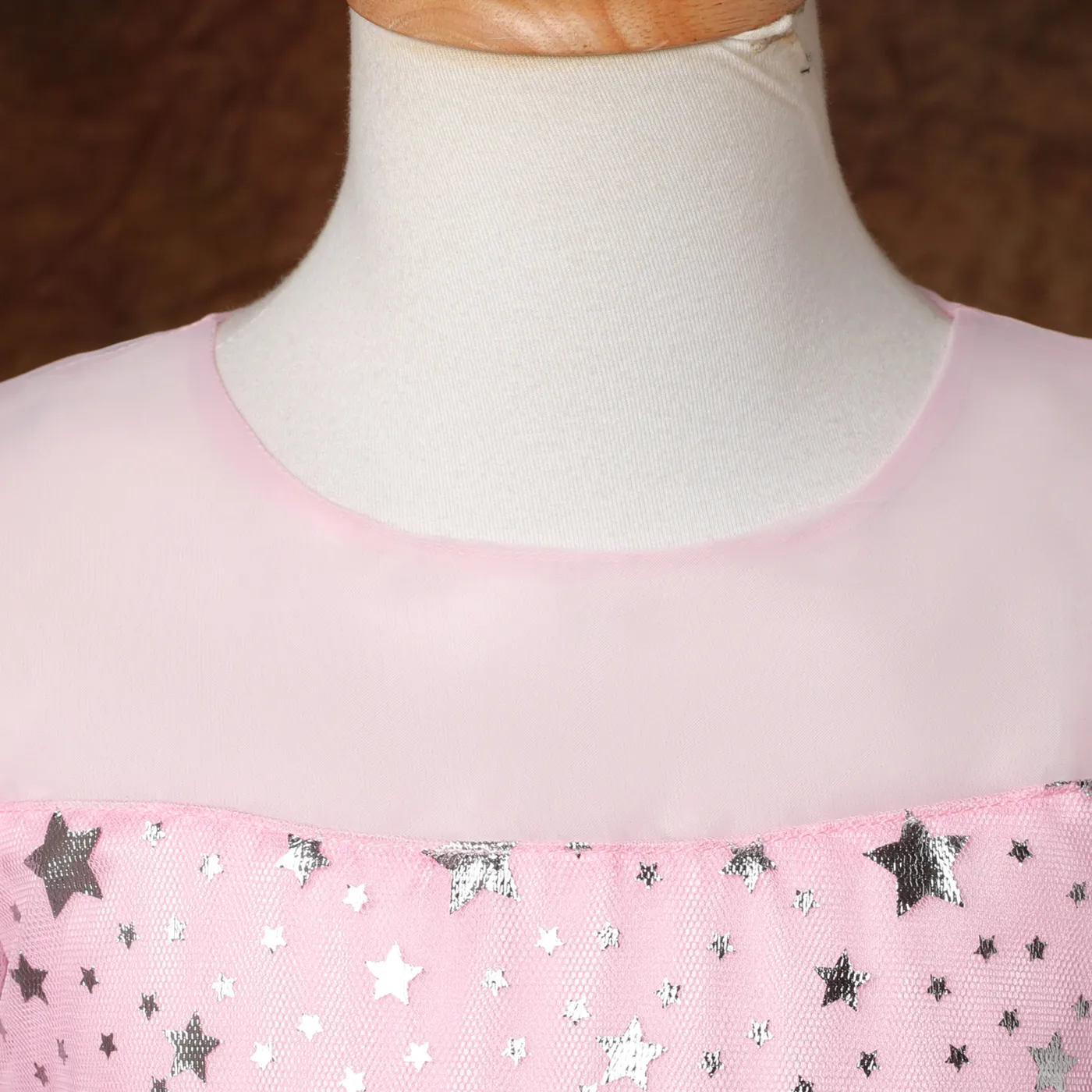 Kid Girl Bow Back Sequin Stars Decor Mesh Overlay Fairy Dress Pink image 4