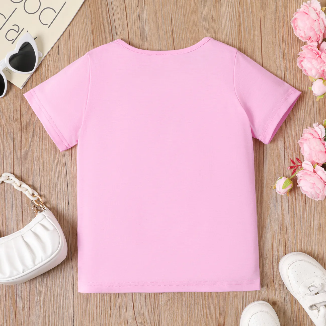 Kinder Mädchen Hypertaktil Herzförmig Kurzärmelig T-Shirts rosa big image 1