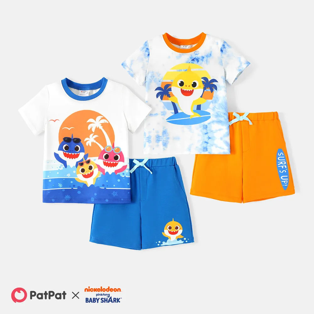 Baby Shark Toddler/Kid Girl/Boy 2pcs Character Print Naia™ Short-sleeve Tee and Shorts Set  big image 6