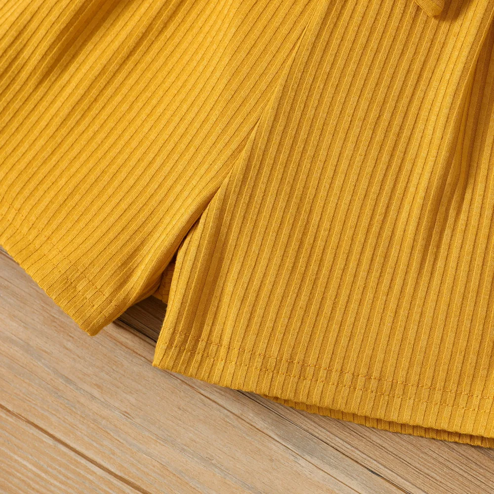 Baby Girl 95% Cotton Puff Sleeve Belted Jumpsuit big image 6