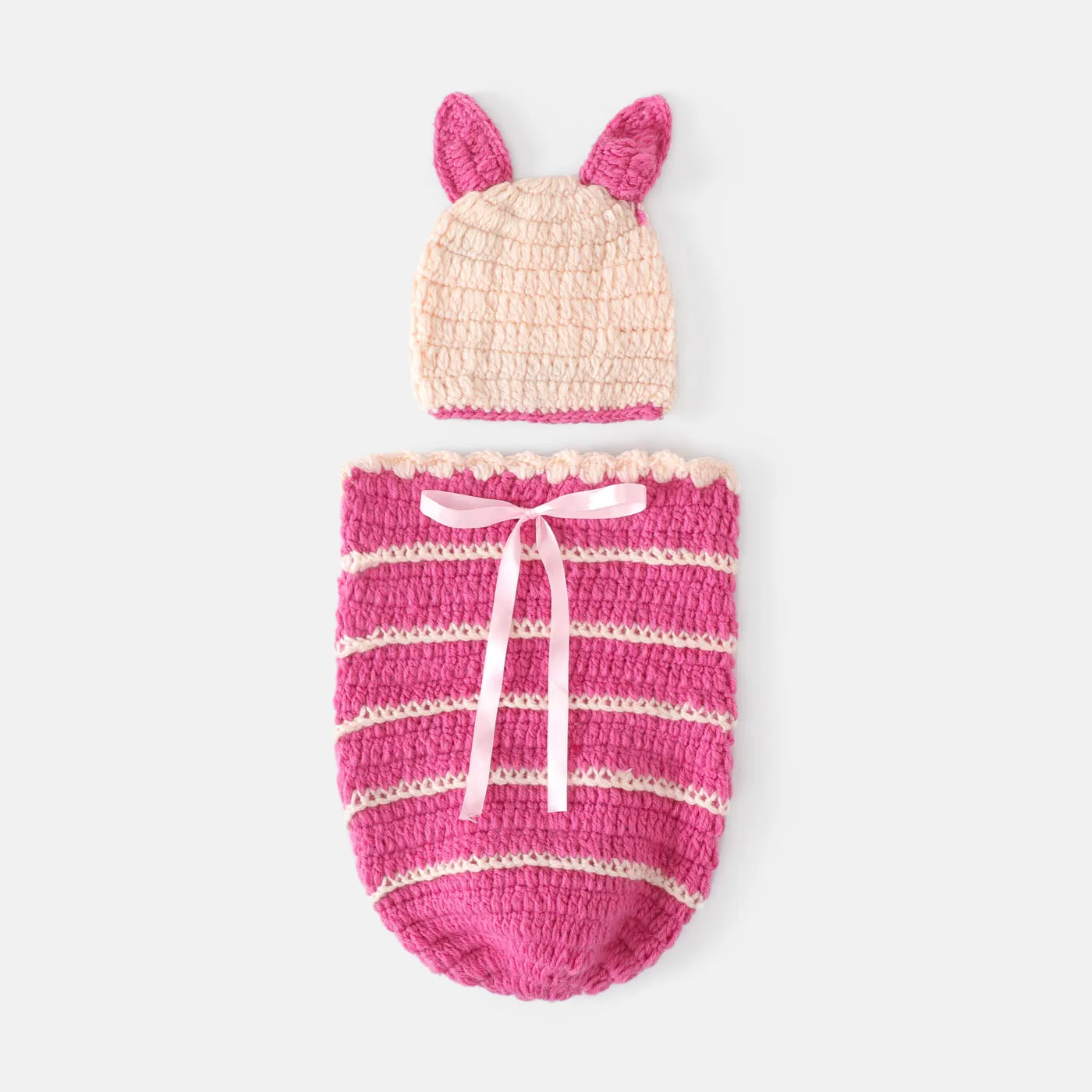 Newborn Baby Photography Props Knitted Hat and Shorts Set Pink big image 1