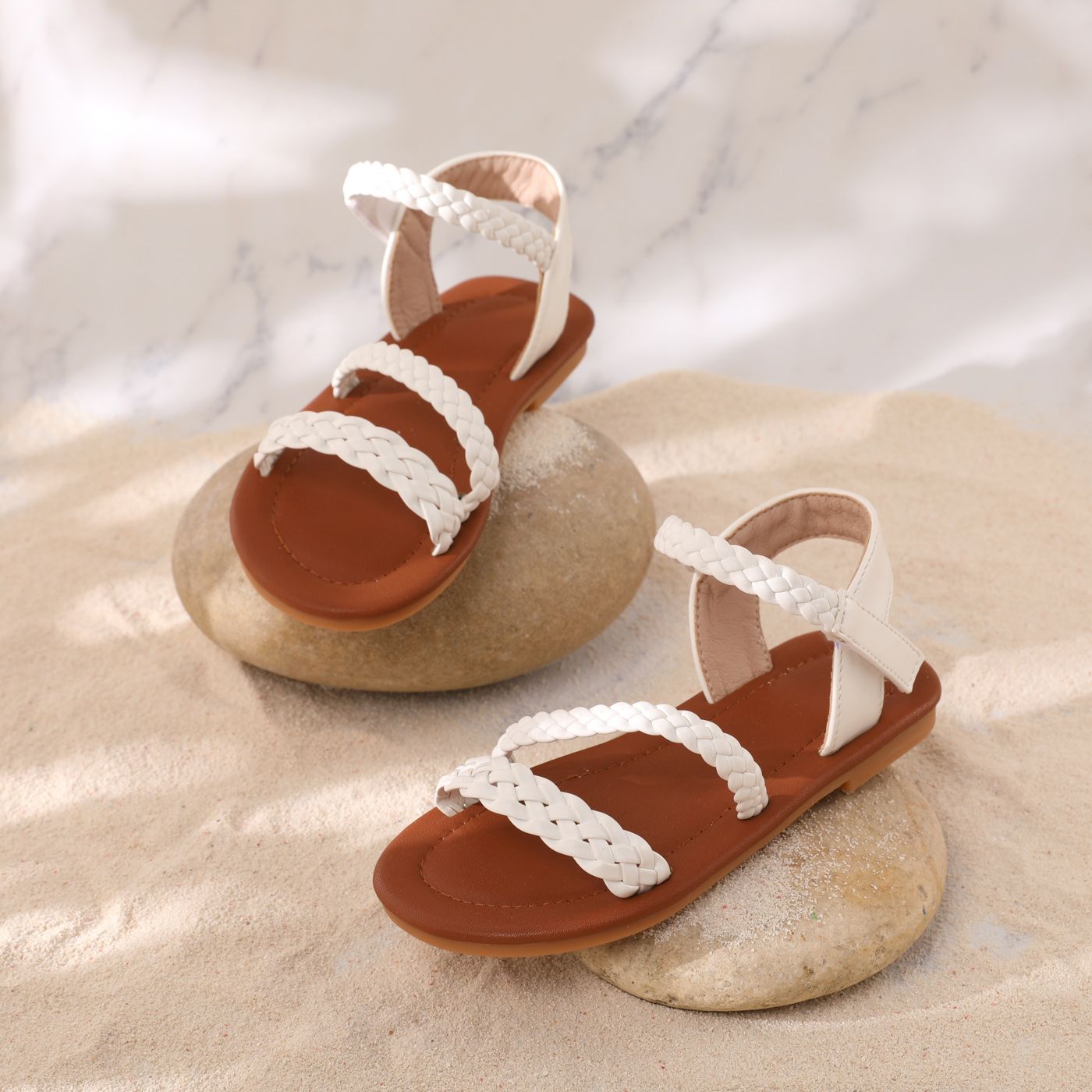 

Toddler/Kid Round Toe Braided Ribbon Flat Sole Sandals