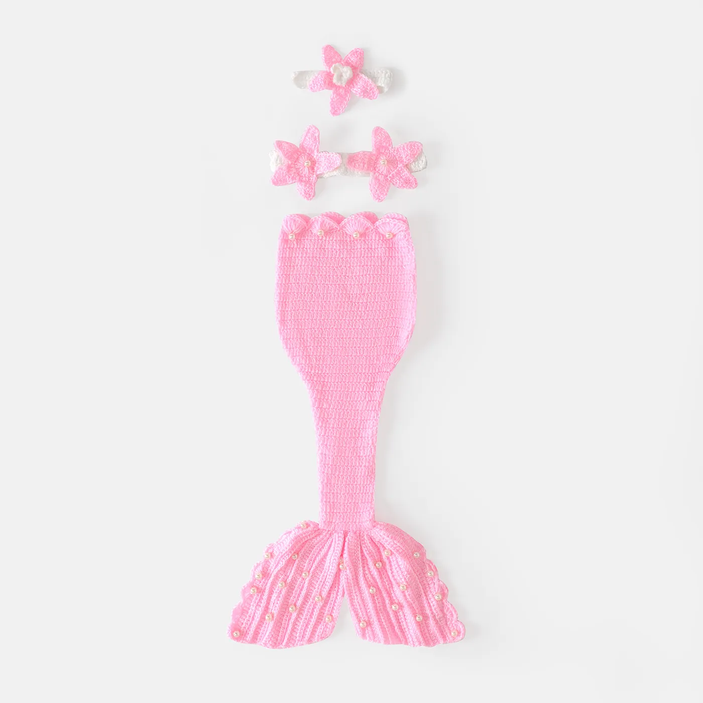 2pcs Newborn Baby Photography Props Baby Solid Costume Set Pink big image 1