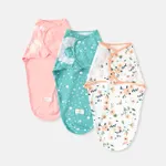 3pcs 100% Cotton Newborn Baby Swaddles Breathable Soft Comfortable Sleep Sack Pink