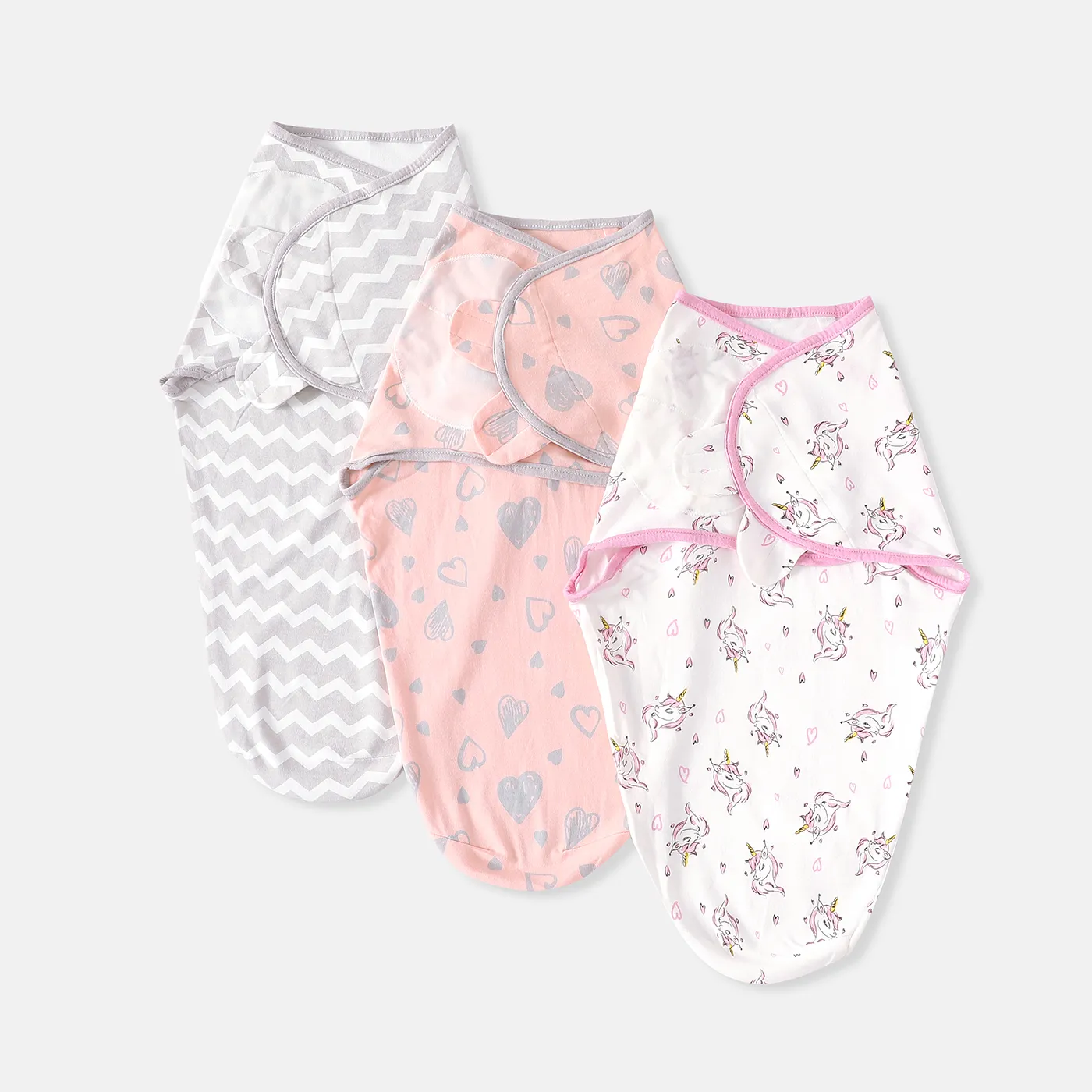 3pcs 100% Cotton Newborn Baby Swaddles Breathable Soft Comfortable Sleep Sack Grey