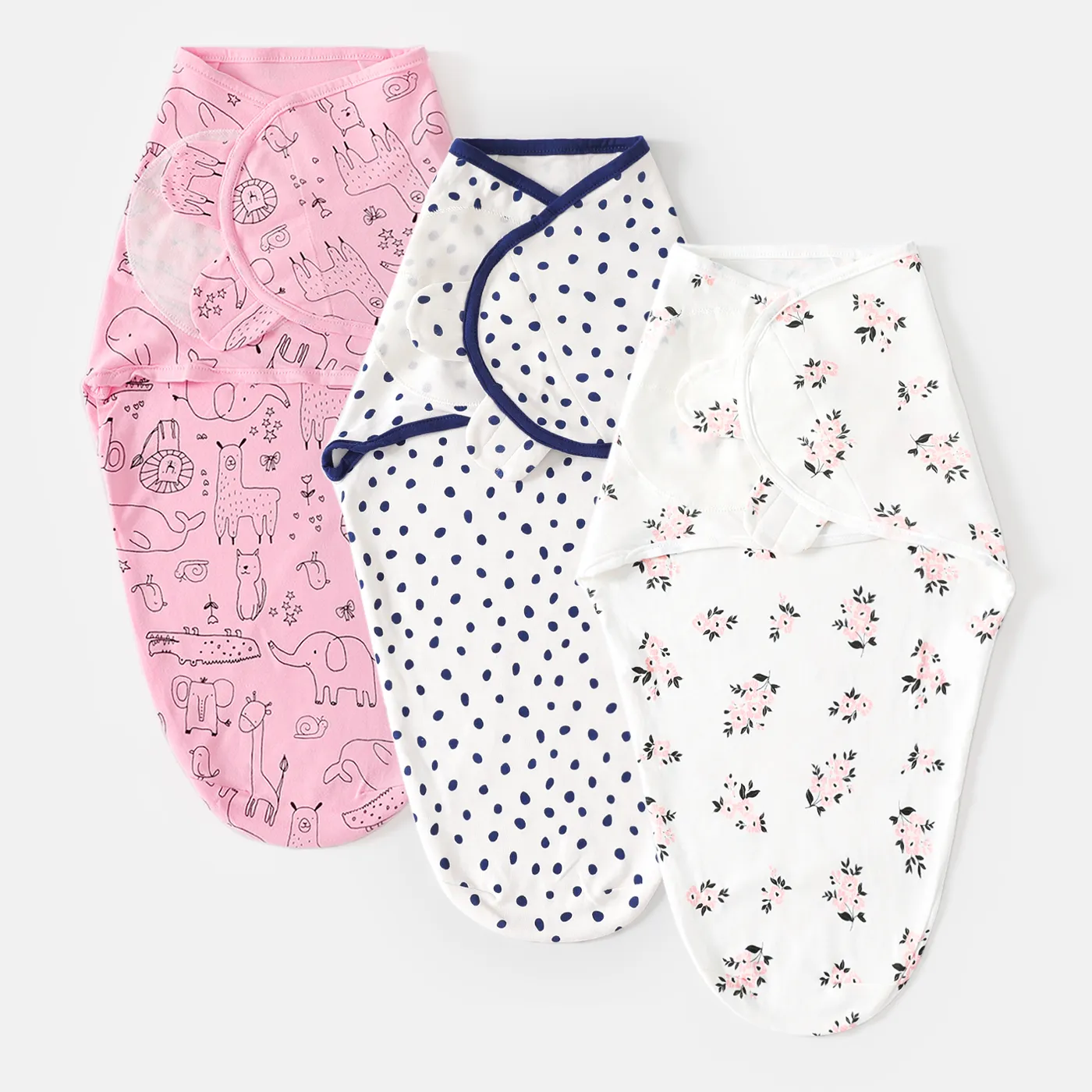 3pcs 100% Cotton Newborn Baby Swaddles Breathable Soft Comfortable Sleep Sack White