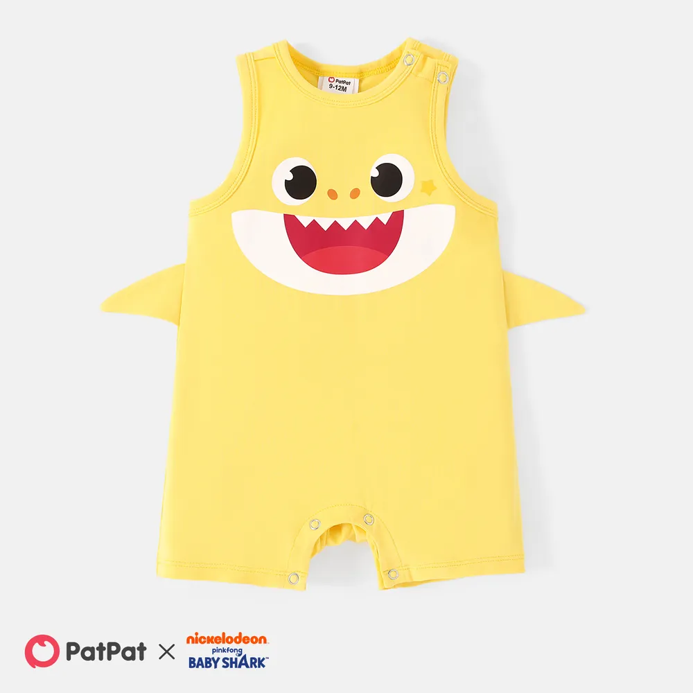 Baby Shark Baby Boy/Girl Cotton Graphic Tank Romper big image 1