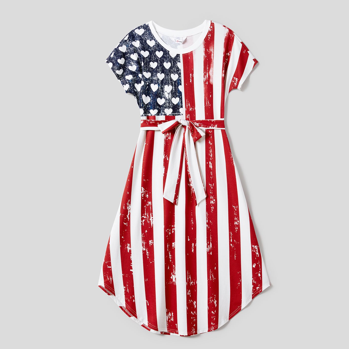 Independence Day Family Matching Naiaâ¢ Stars Stripe Print Belted Short-sleeve Dresses And T-shirts Sets