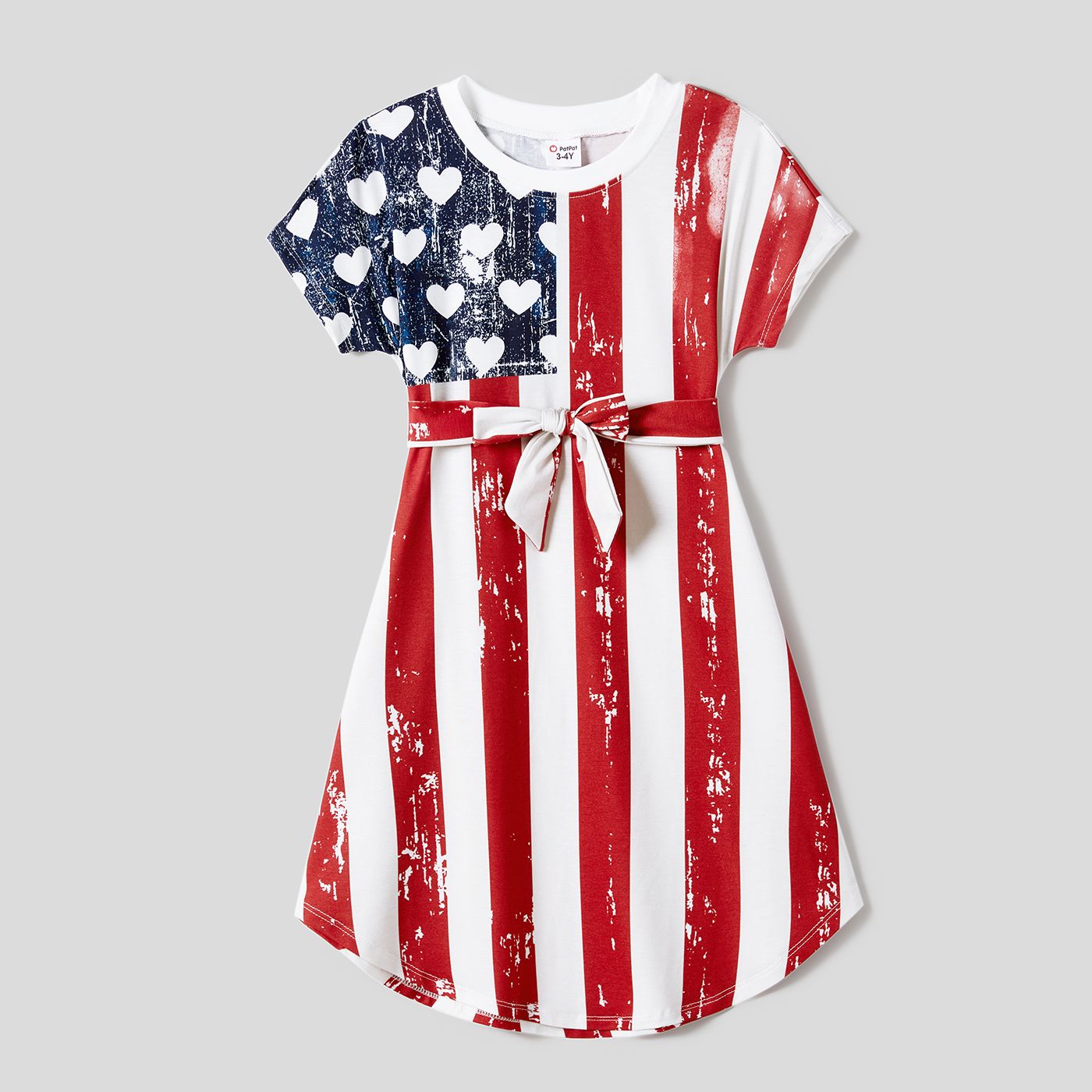 Independence Day Family Matching Naiaâ¢ Stars Stripe Print Belted Short-sleeve Dresses And T-shirts Sets