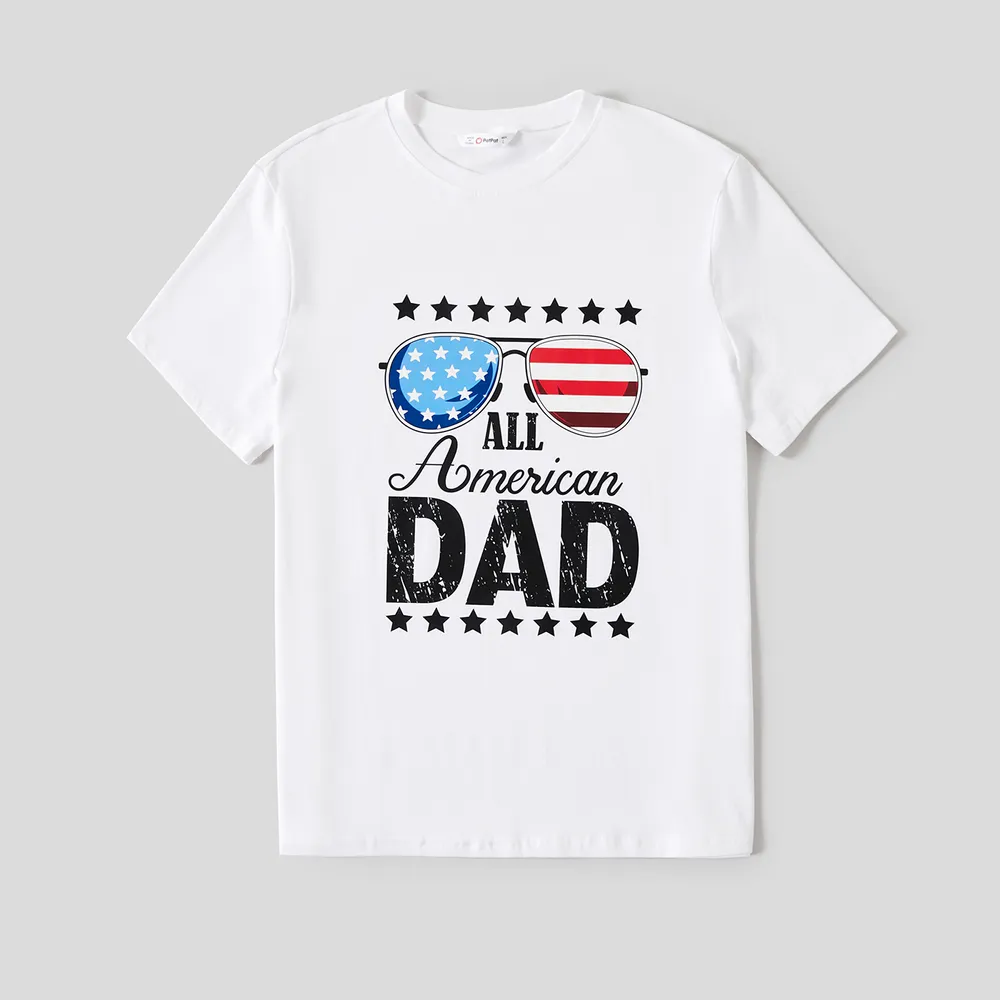 Independence Day Family Matching Cotton Letters Print Short-sleeve Tops  big image 16