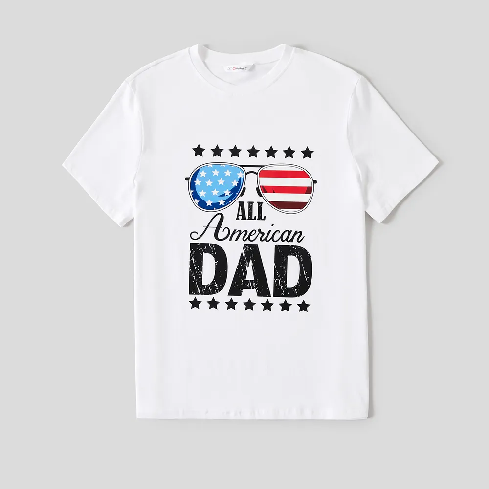 Independence Day Family Matching Cotton Letters Print Short-sleeve Tops big image 16