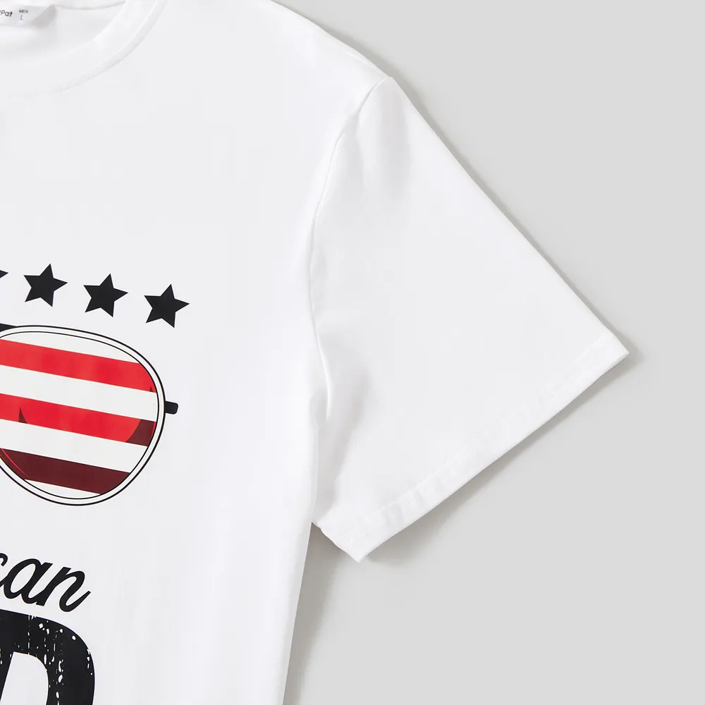 Independence Day Family Matching Cotton Letters Print Short-sleeve Tops big image 18