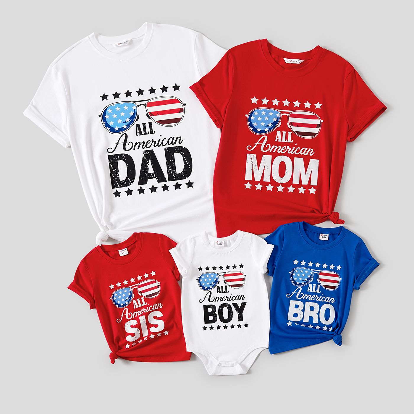 

Independence Day Family Matching Cotton Letters Print Short-sleeve Tops