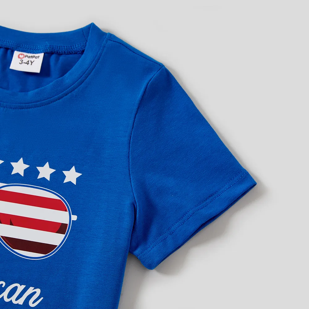 Independence Day Family Matching Cotton Letters Print Short-sleeve Tops big image 7
