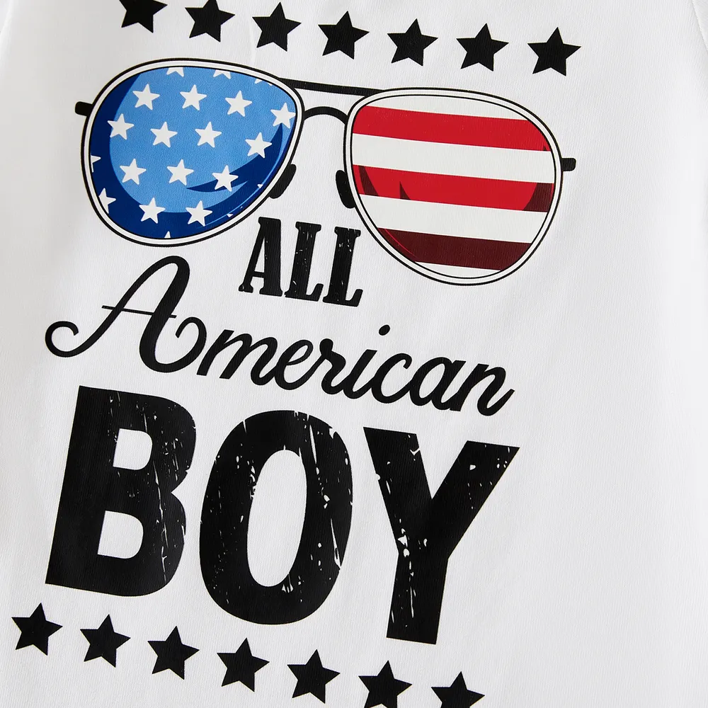 Independence Day Family Matching Cotton Letters Print Short-sleeve Tops big image 3