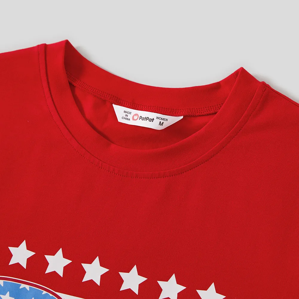 Independence Day Family Matching Cotton Letters Print Short-sleeve Tops big image 14